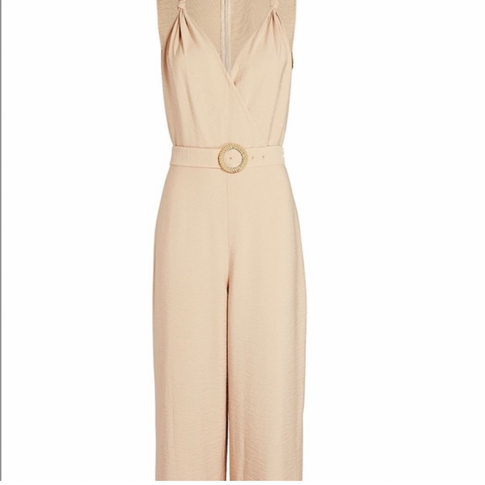 NWT Intermix Paula Belted Twill Jumpsuit in beige